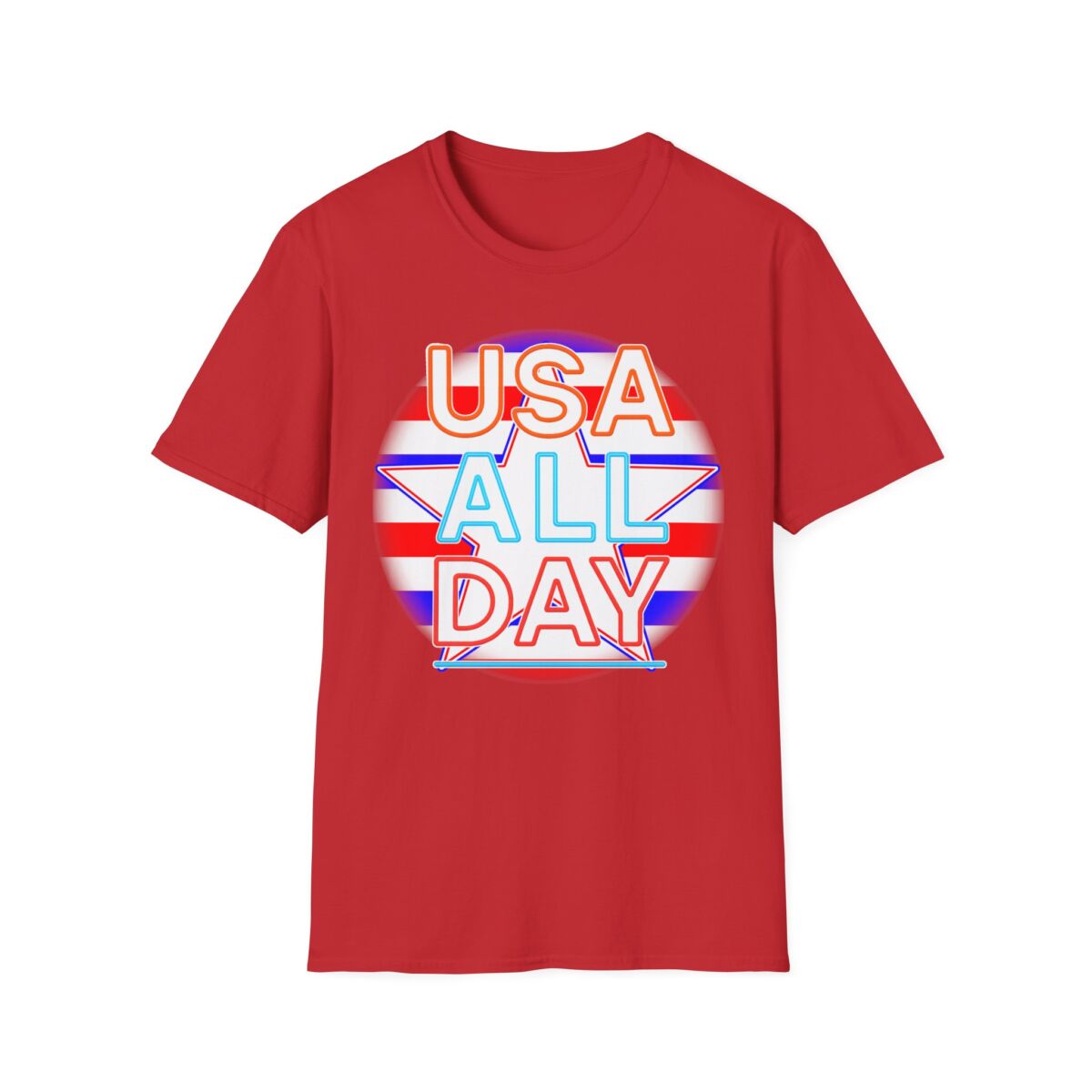 USA All Day Unisex Softstyle T-Shirt, Patriotic Tee, Fourth of July Shirt, Casual Summer Top, Independence Day Outfit - Image 49