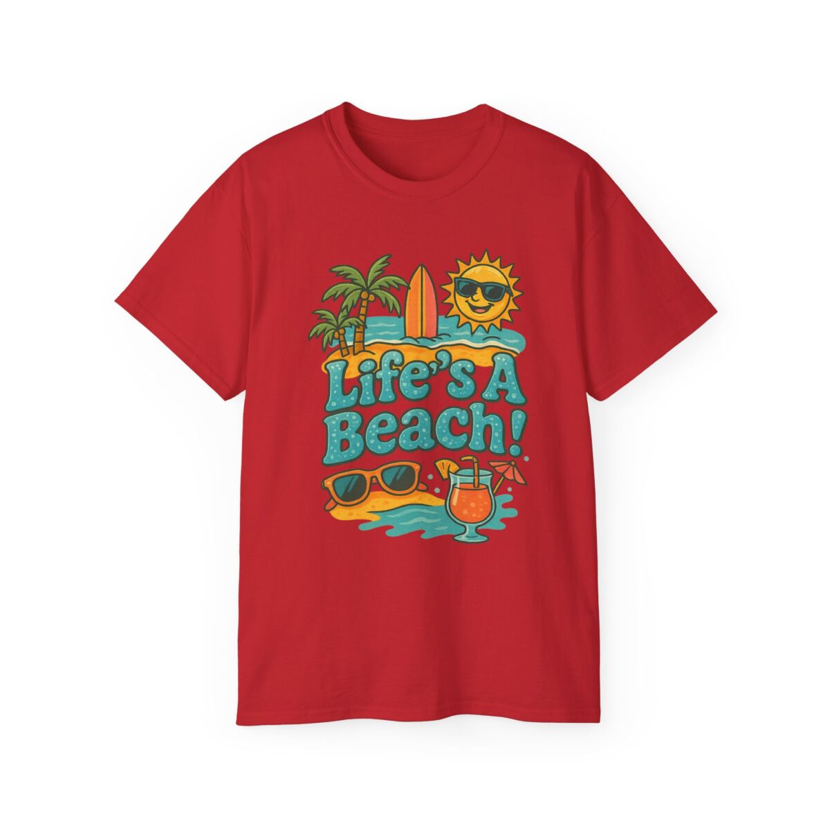 Life's A Beach Cotton Tee, Summer T-Shirt, Vacation Apparel, Beach Lover Gift, Casual Wear, Fun Graphic Tee - Image 49