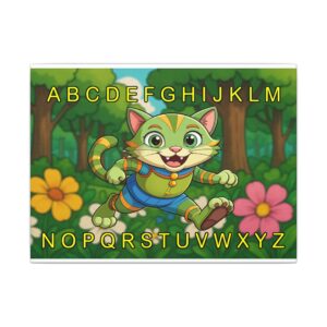 Colorful Alphabet Cat Canvas Art - Kids Room Decor, Nursery Wall Art, Playroom Decoration, Educational Art, Gift Idea