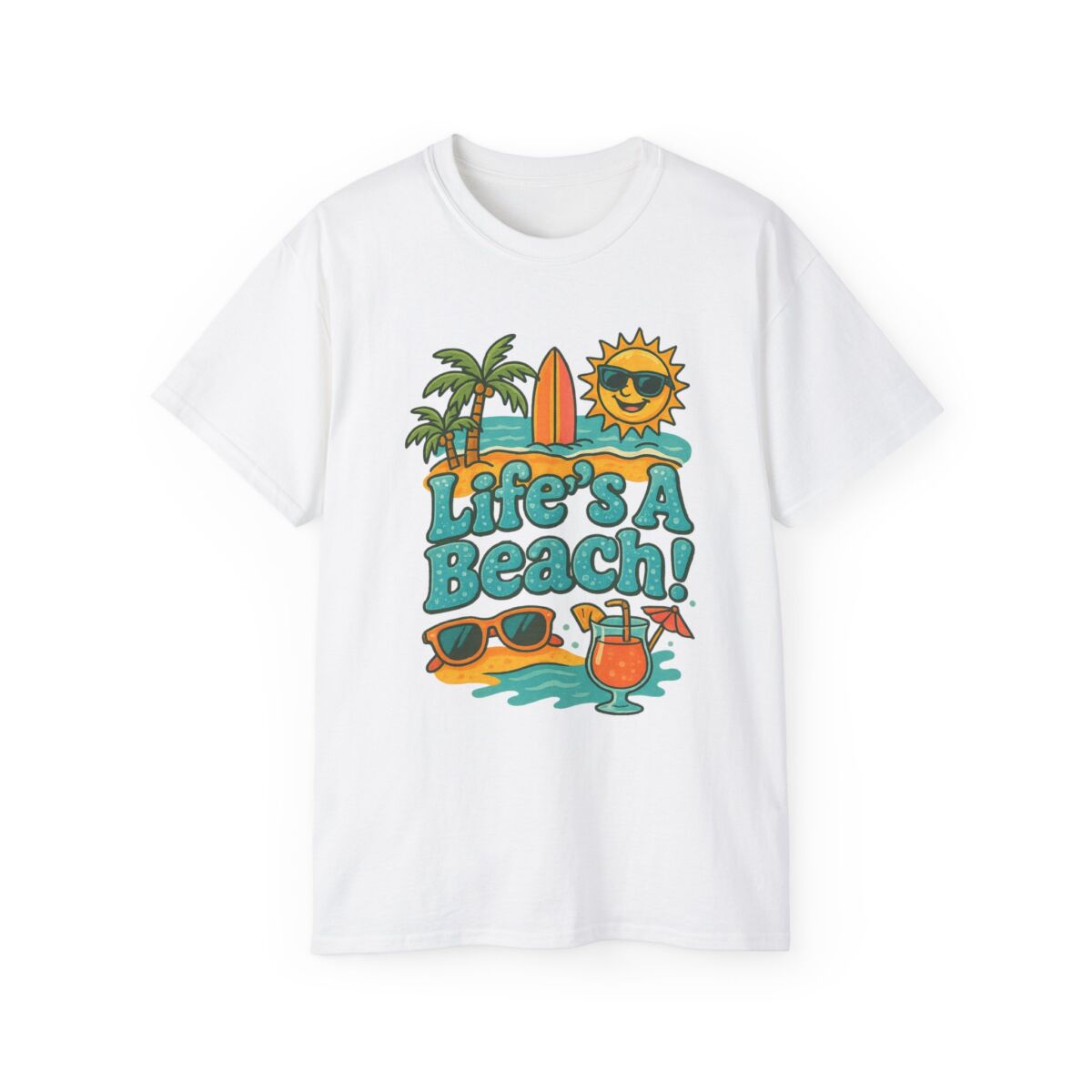 Life's A Beach Cotton Tee, Summer T-Shirt, Vacation Apparel, Beach Lover Gift, Casual Wear, Fun Graphic Tee