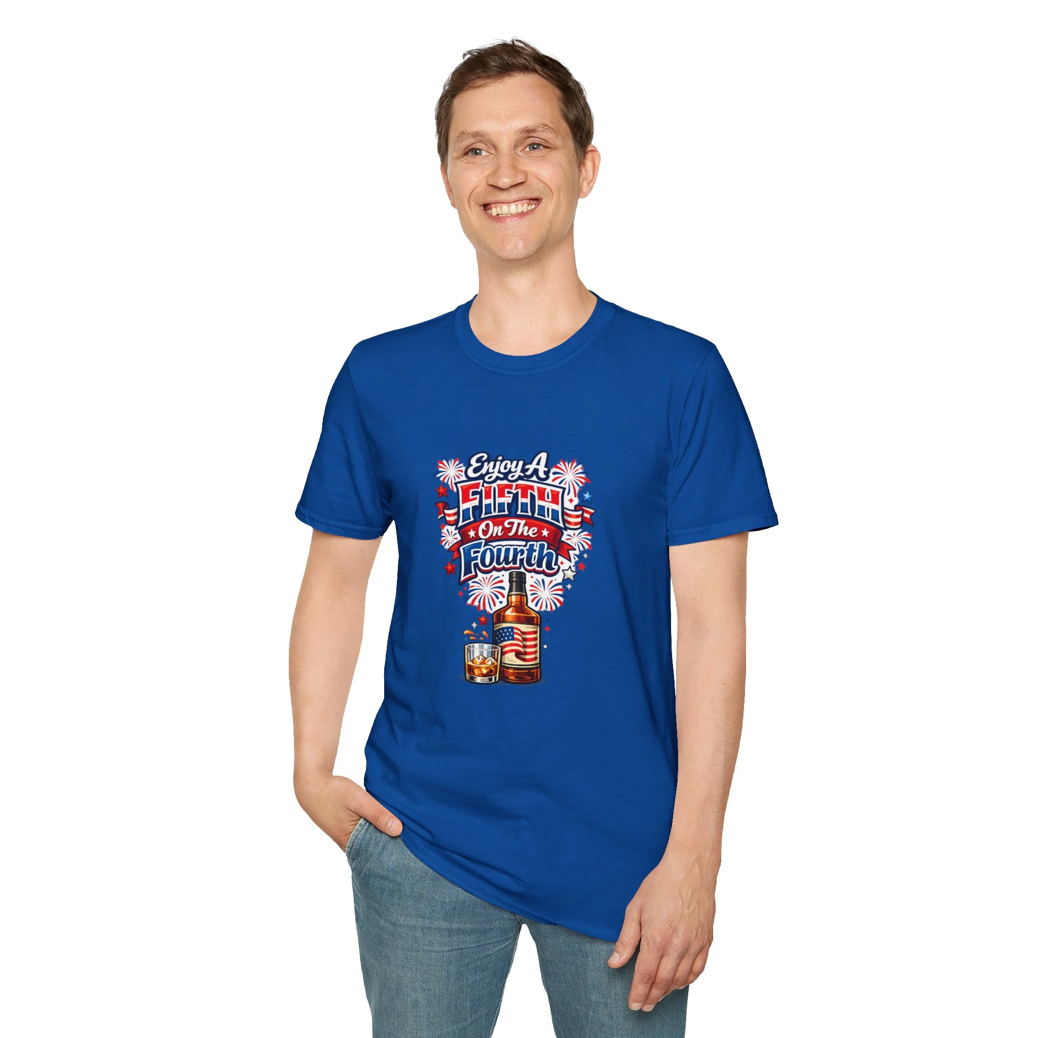 Enjoy A Fifth On The Fourth - Print On Front | T-Shirt - Image 4