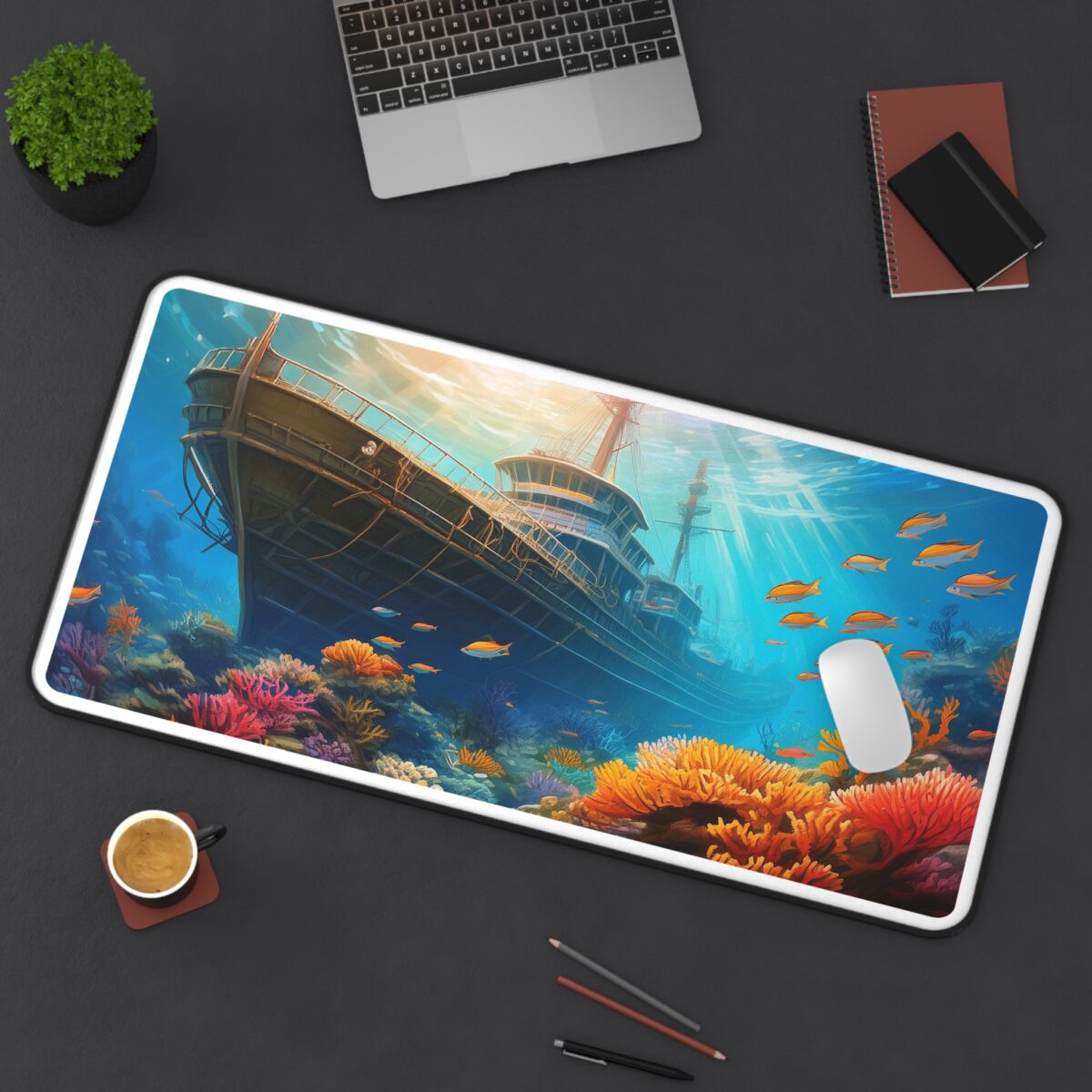 Shipwreck Under Sea-2 Gaming Mouse Pad 32 x 16in. - Image 4