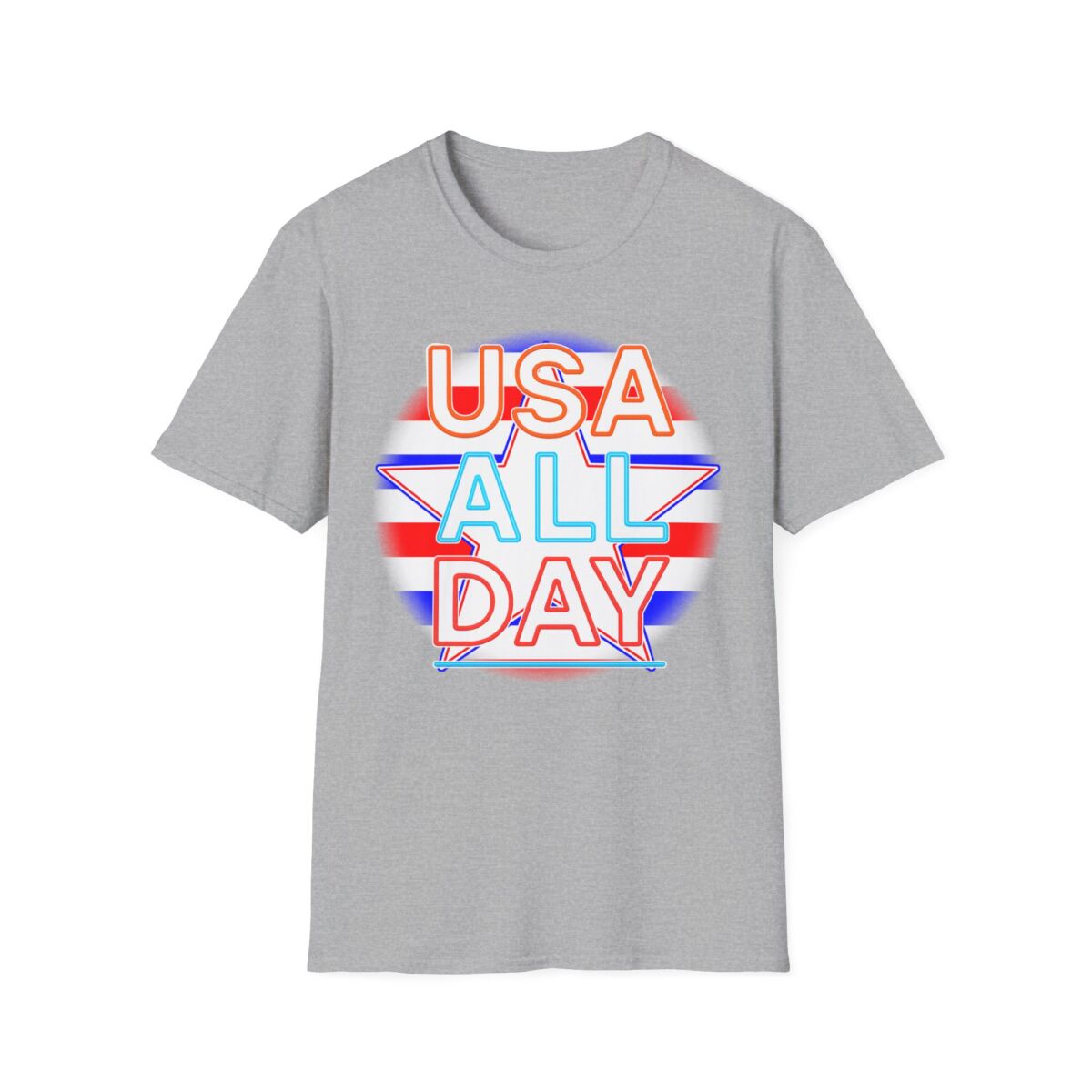 USA All Day Unisex Softstyle T-Shirt, Patriotic Tee, Fourth of July Shirt, Casual Summer Top, Independence Day Outfit - Image 9
