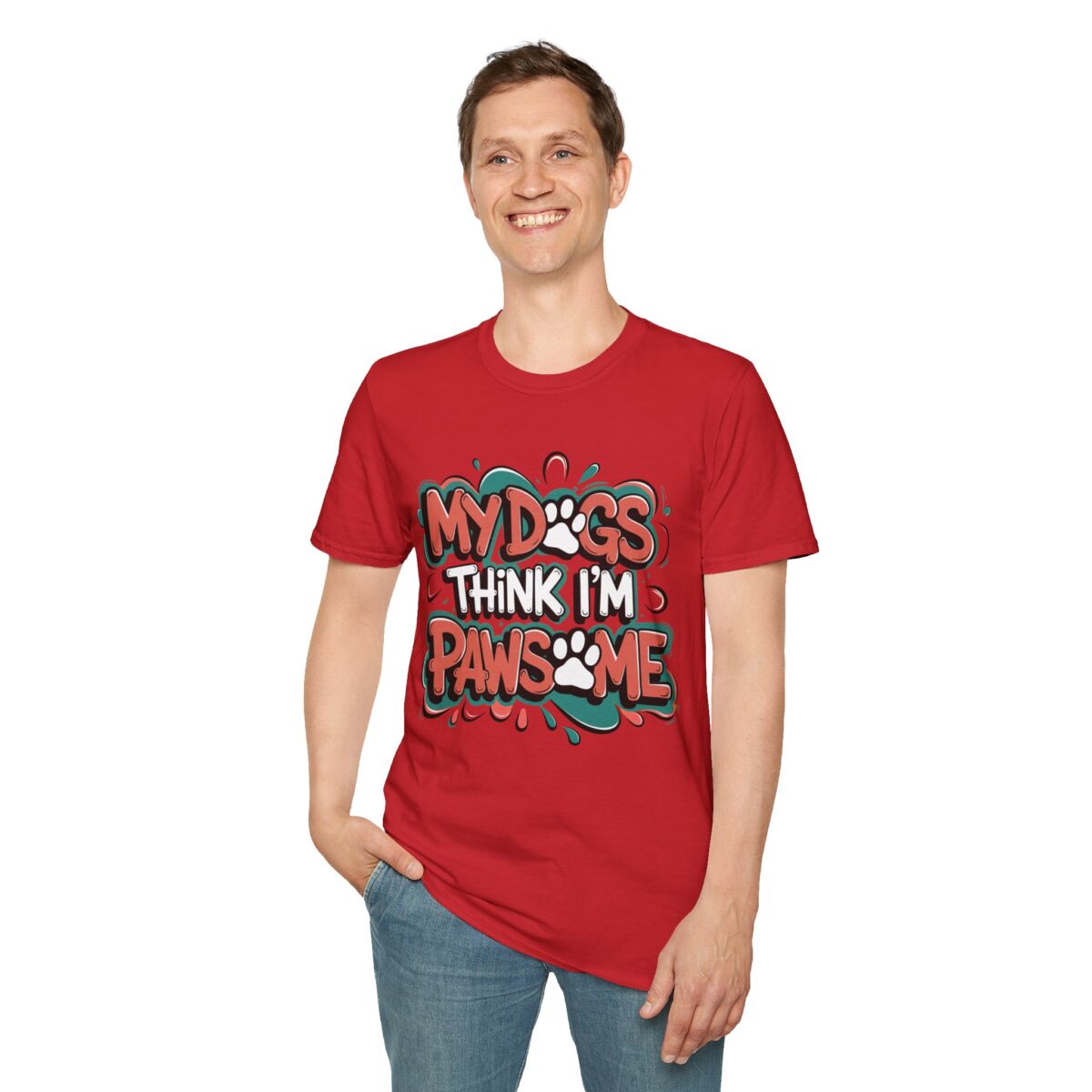 Pawsome Dog Lover T-Shirt - Unisex Softstyle Tee - Image 3