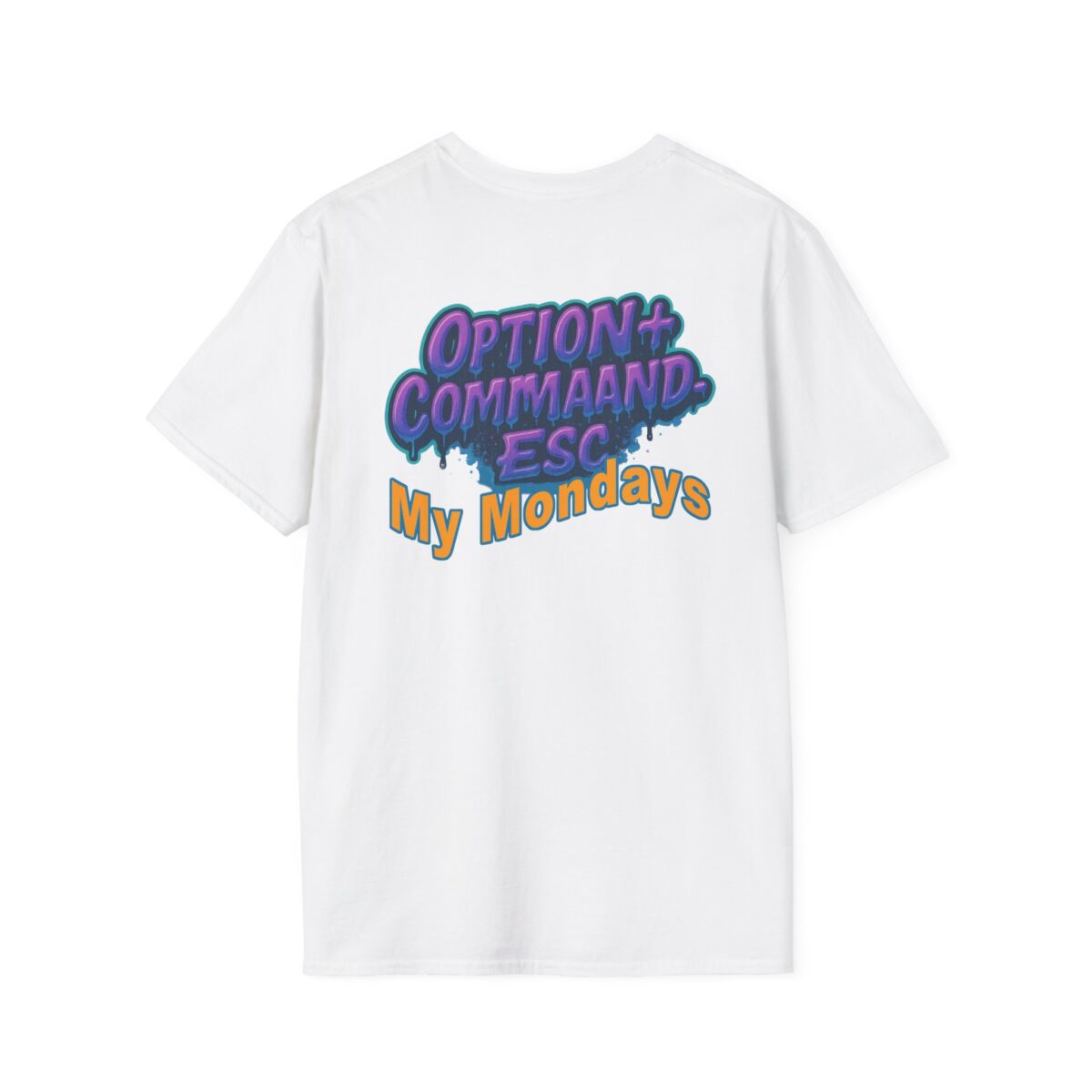 'Opt+Cmd+Del My Mondays' T-Shirt | Funny Mac User Humor Tee | Apple Keyboard Graphic Shirt | Techie Office Life Gift - Image 6
