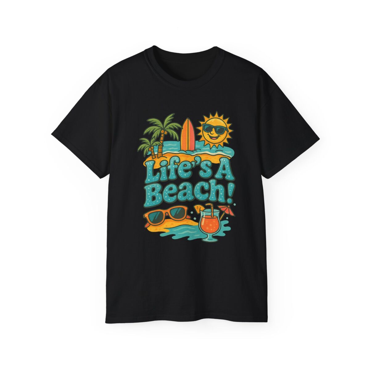Life's A Beach Cotton Tee, Summer T-Shirt, Vacation Apparel, Beach Lover Gift, Casual Wear, Fun Graphic Tee - Image 5