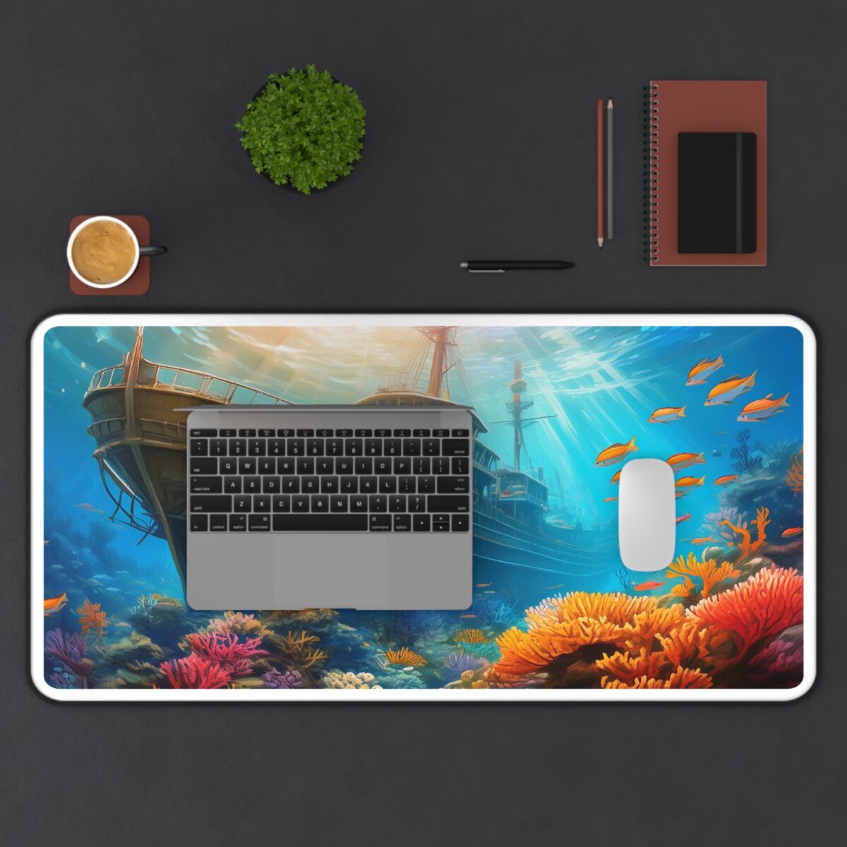 Shipwreck Under Sea-2 Gaming Mouse Pad 32 x 16in. - Image 3