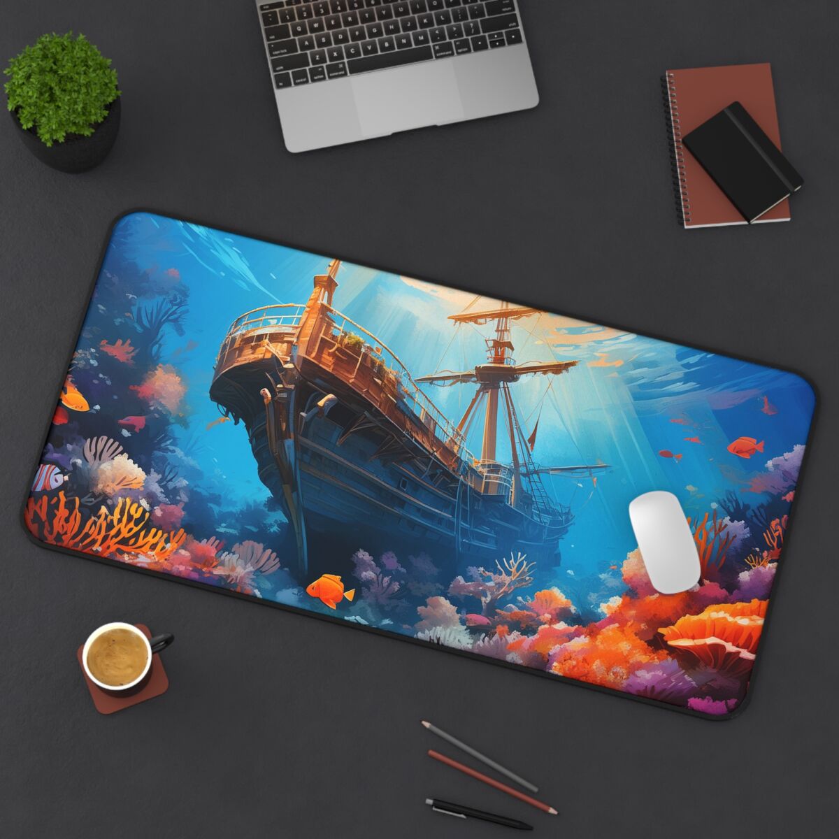 Shipwreck Under Sea-1 Gaming Mouse Pad 32 x 16in. - Image 4