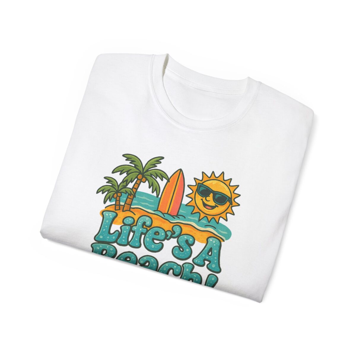 Life's A Beach Cotton Tee, Summer T-Shirt, Vacation Apparel, Beach Lover Gift, Casual Wear, Fun Graphic Tee - Image 4