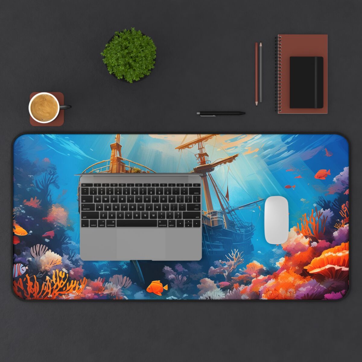 Shipwreck Under Sea-1 Gaming Mouse Pad 32 x 16in. - Image 3