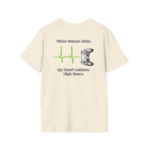 'Video Games Make My Heart Achieve High Score' T-Shirt | Funny Gamer Tee | Geek Love Shirt | Gaming Gift for Men & Women | Retro Arcade Style