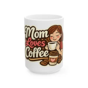 Mom loves coffee Ceramic Mug, (11oz, 15oz)