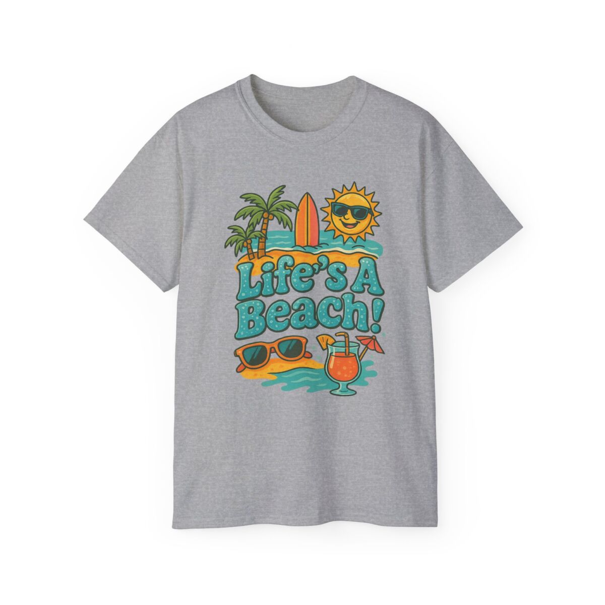 Life's A Beach Cotton Tee, Summer T-Shirt, Vacation Apparel, Beach Lover Gift, Casual Wear, Fun Graphic Tee - Image 9