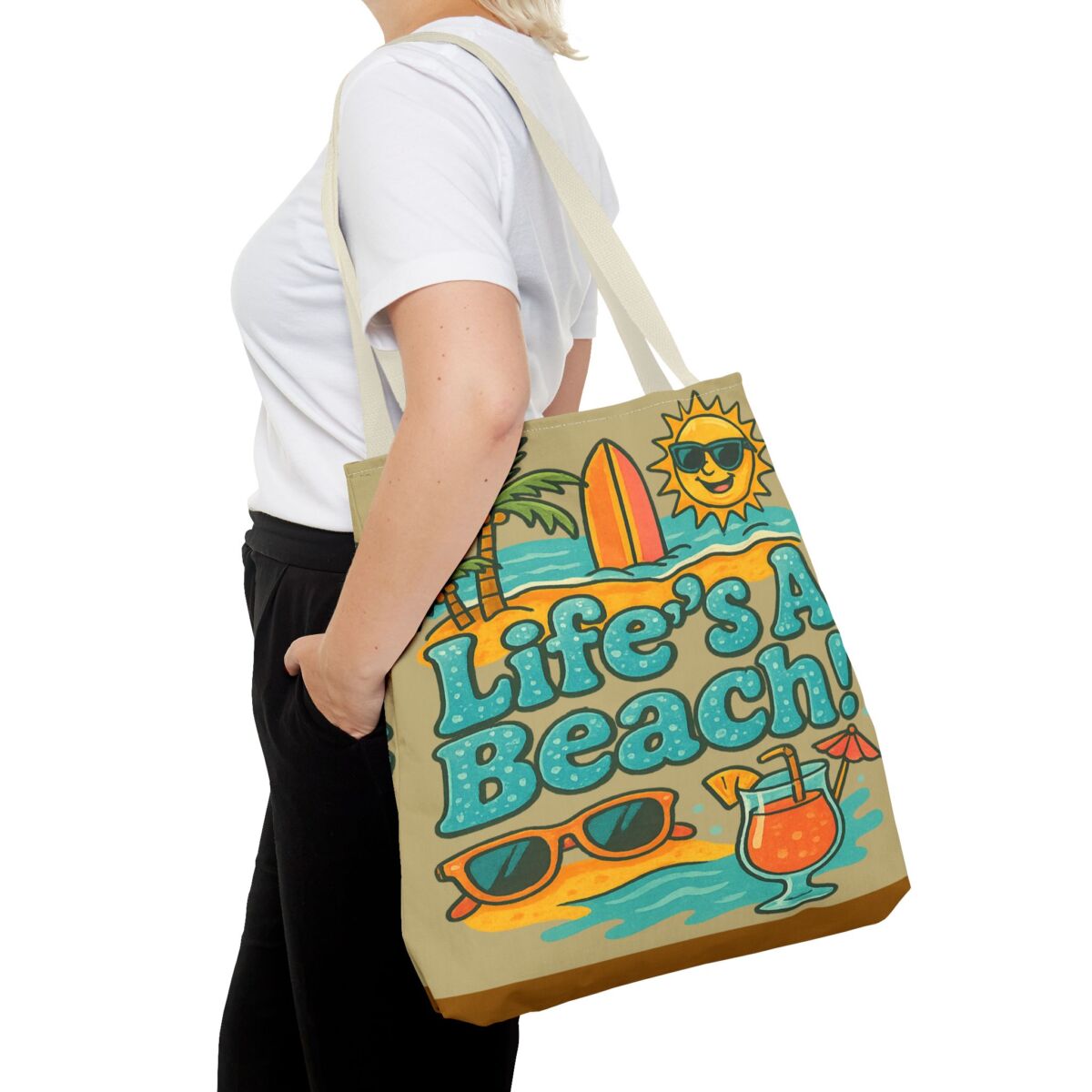 Life's a Beach Tote Bag | Summer Vibes Shoulder Bag, Beach Accessories, Vacation Tote, Gift for Travelers, Fun Carryall - Image 3