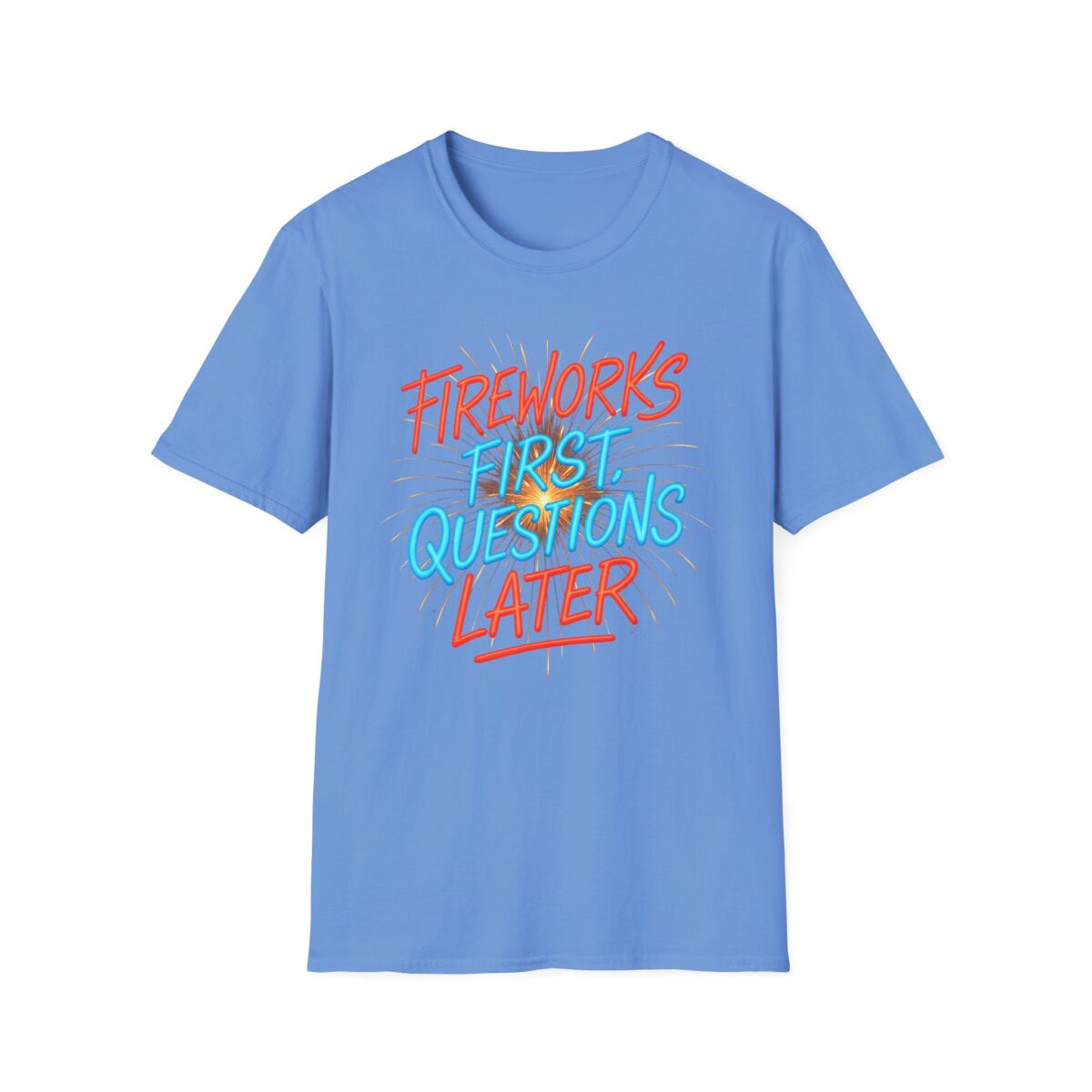 Fireworks First Questions Later T-Shirt | July Fourth Gift, Independence Day, Fireworks Lovers, Casual Wear - Image 33