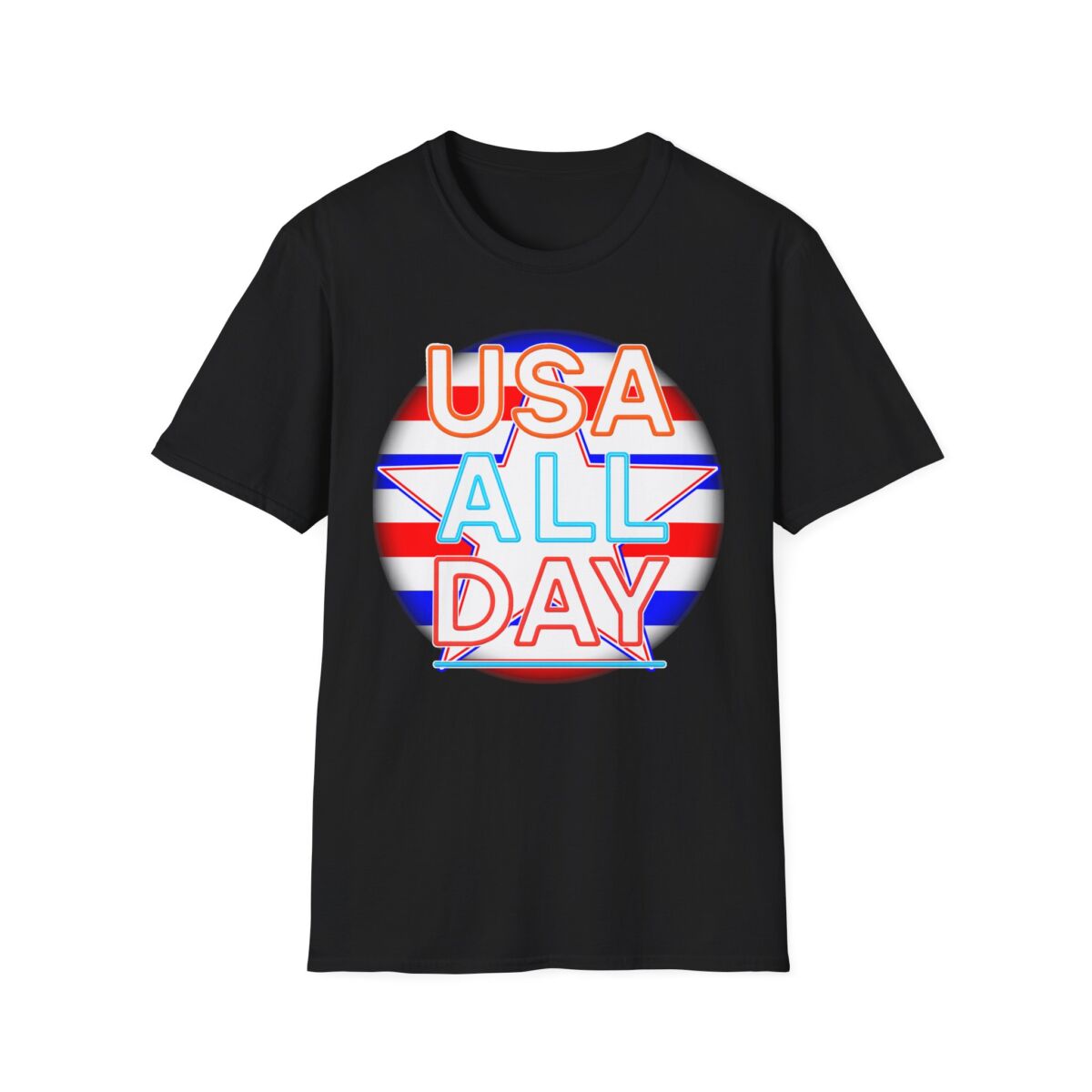 USA All Day Unisex Softstyle T-Shirt, Patriotic Tee, Fourth of July Shirt, Casual Summer Top, Independence Day Outfit - Image 5
