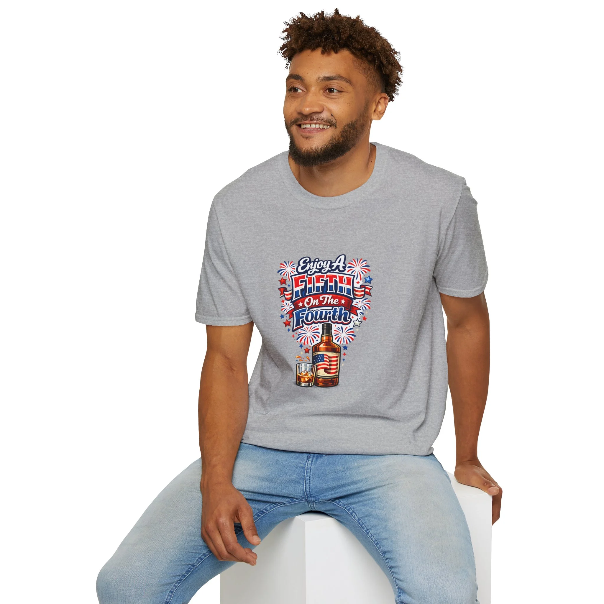 Enjoy A Fifth On The Fourth - Print On Front | T-Shirt - Image 3