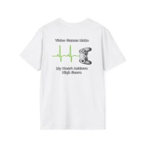 'Video Games Make My Heart Achieve High Score' T-Shirt | Funny Gamer Tee | Geek Love Shirt | Gaming Gift for Men & Women | Retro Arcade Style