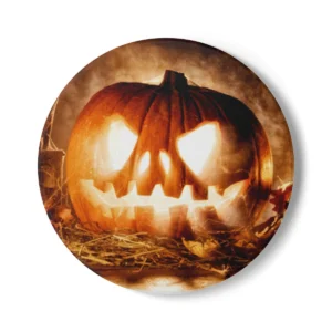 Fiery Pumpkin Halloween Coaster | Glowing Jack OLantern Drink Mat | Spooky Haunted Table Decor | Halloween Party Favor Gift